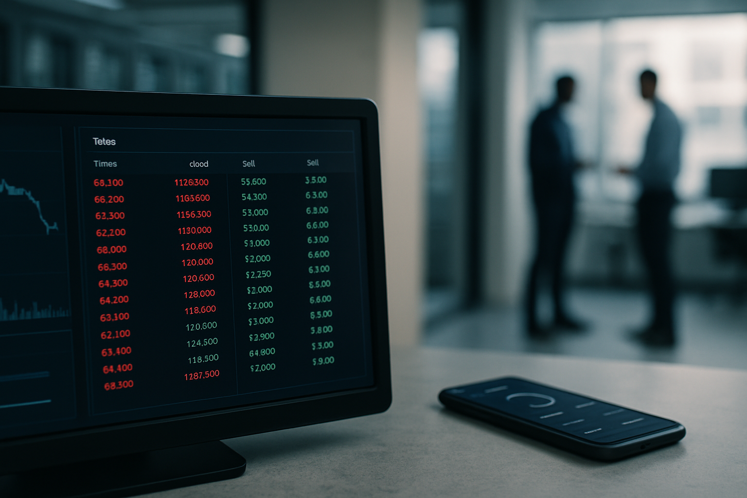 close-up of a cryptocurrency trading terminal displaying token order book data with bid and ask columns visible on screen