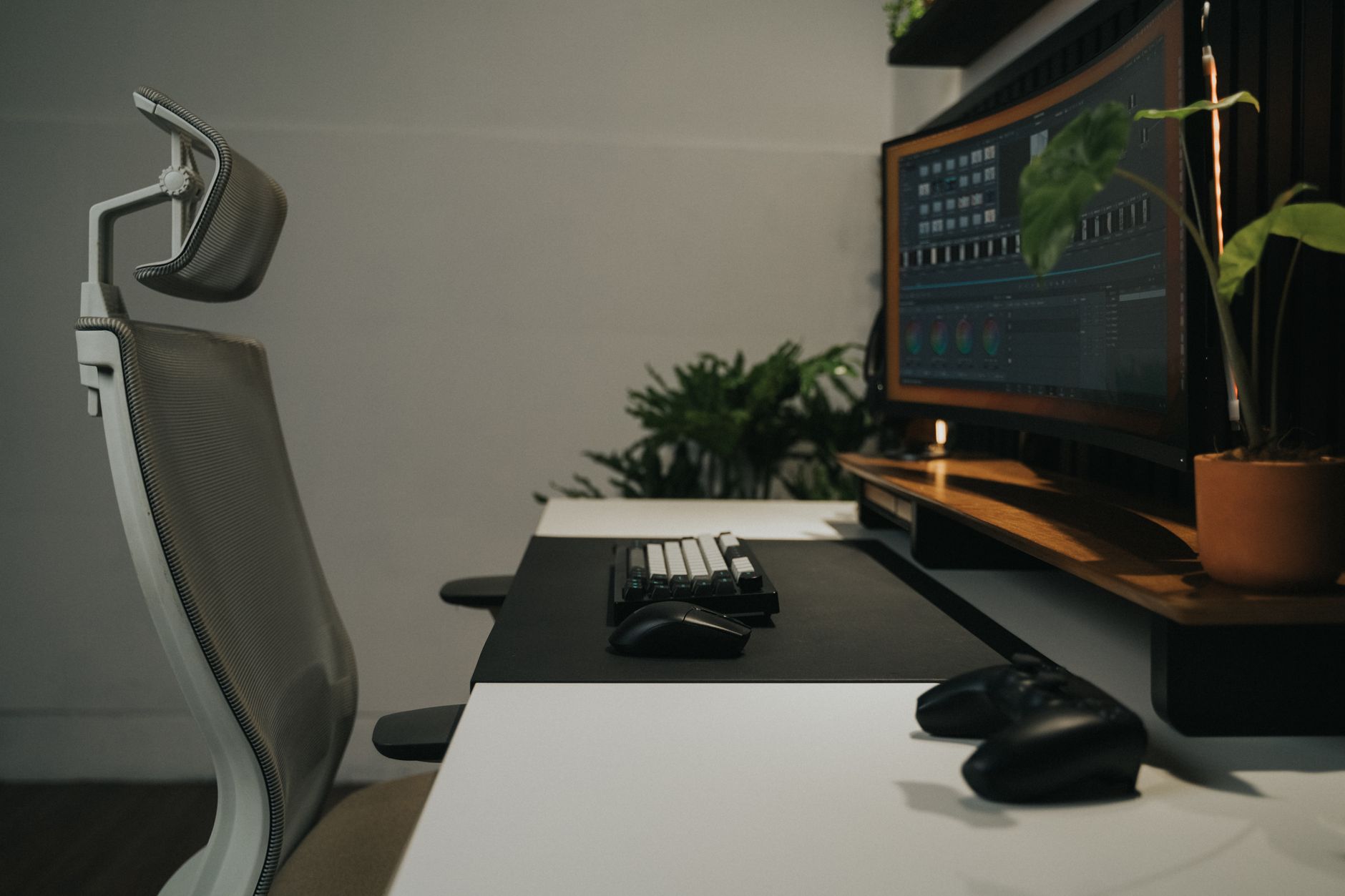 interior of a mortgage lending office with rows of computer workstations displaying loan application software, empty chairs visible in the background